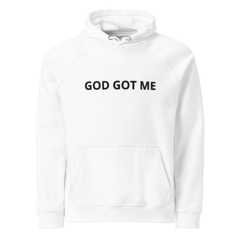 God Got ME Unisex eco raglan hoodie - Image 17